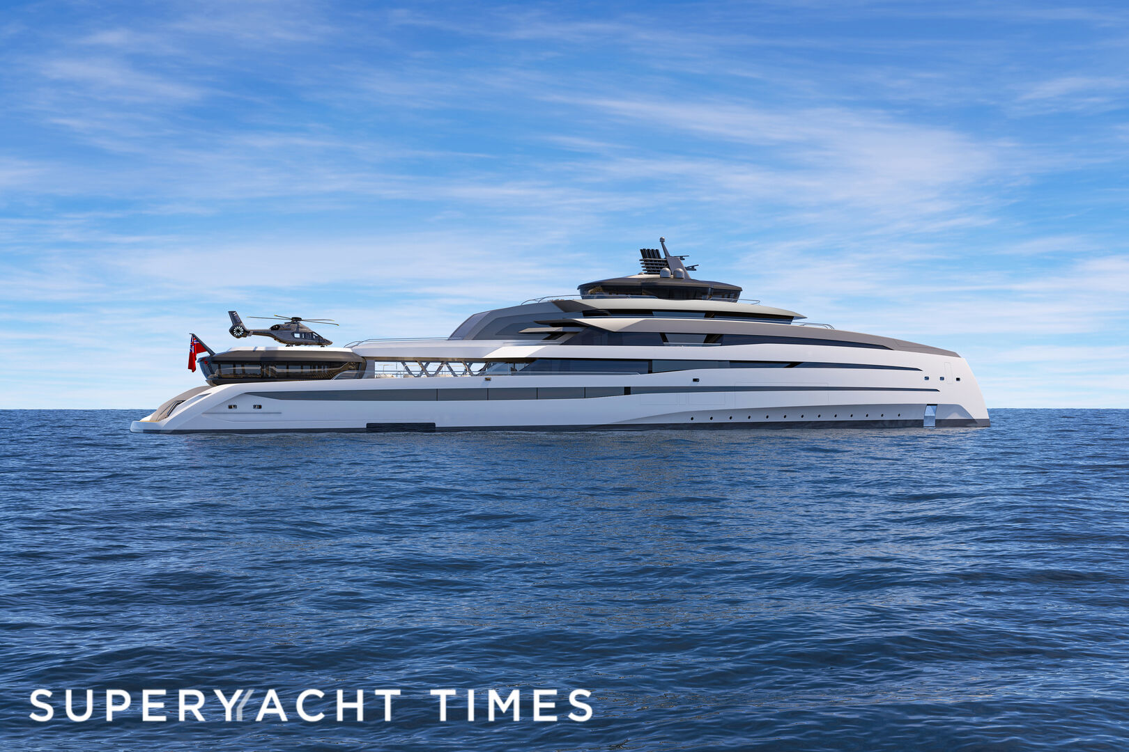 127m concept superyacht REX Squash court, heli hangar and indoor