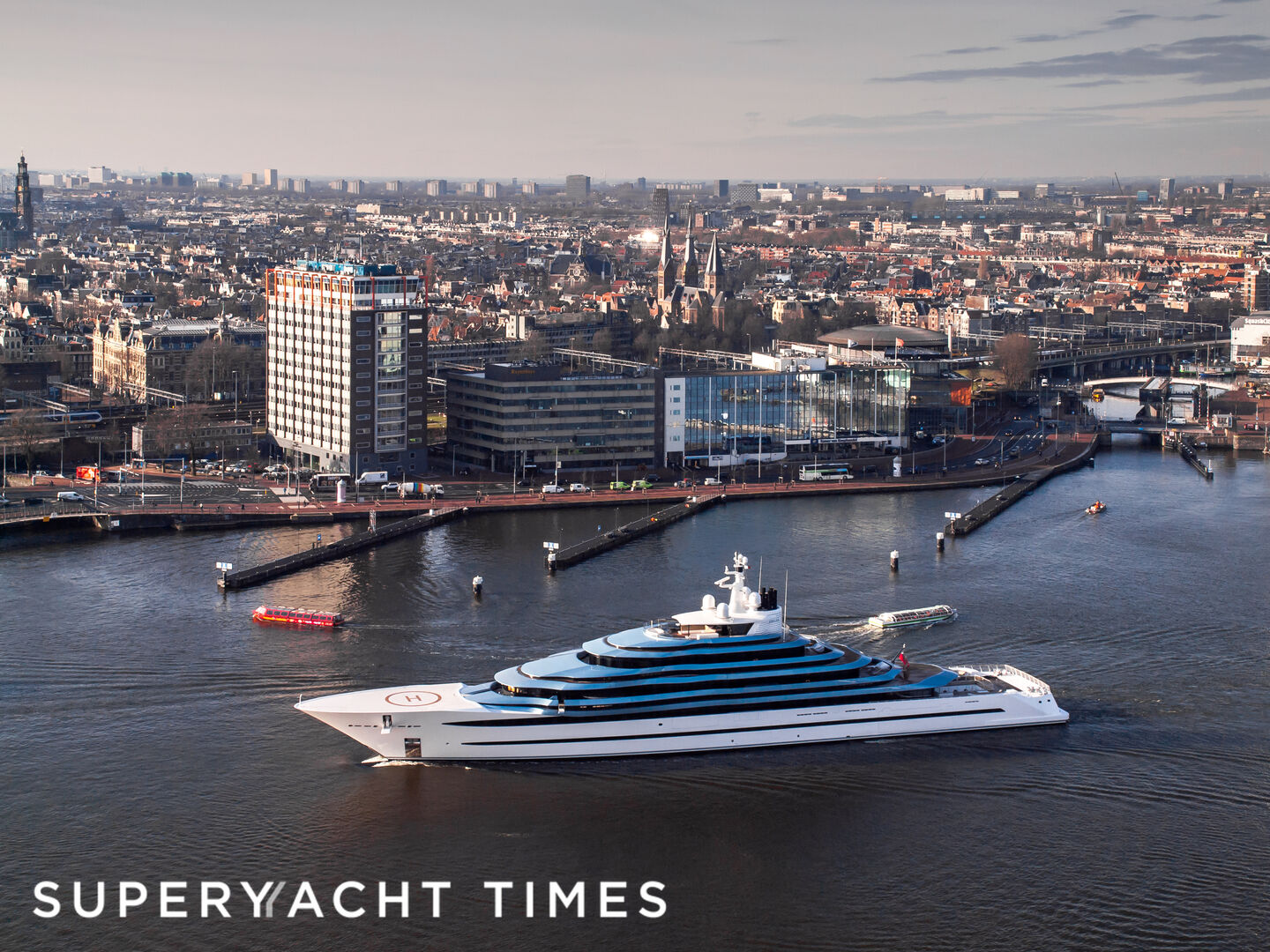 In Pictures 110m superyacht Jubilee passes through Amsterdam
