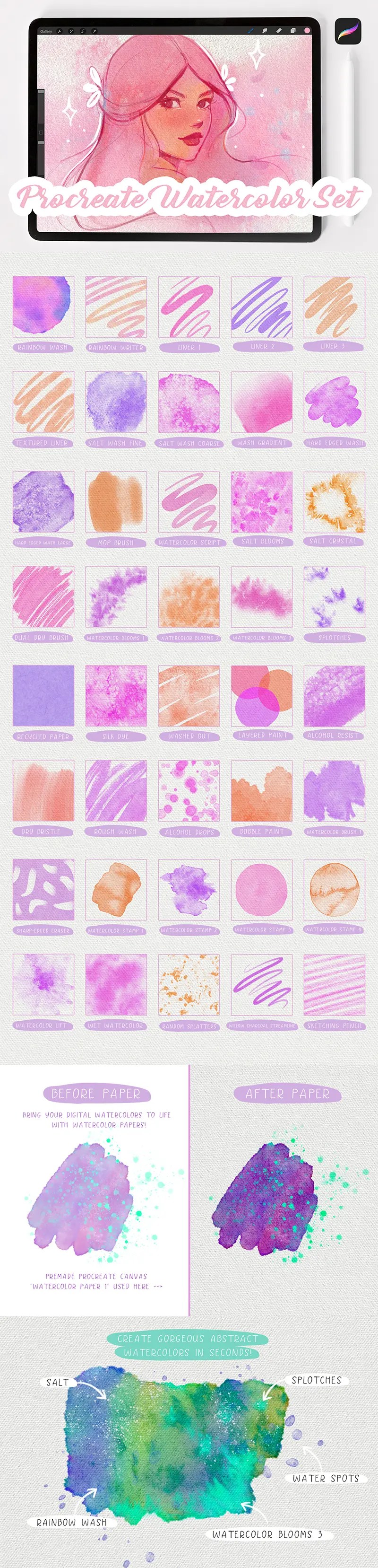 ProcreateWatercolorBrushSet1