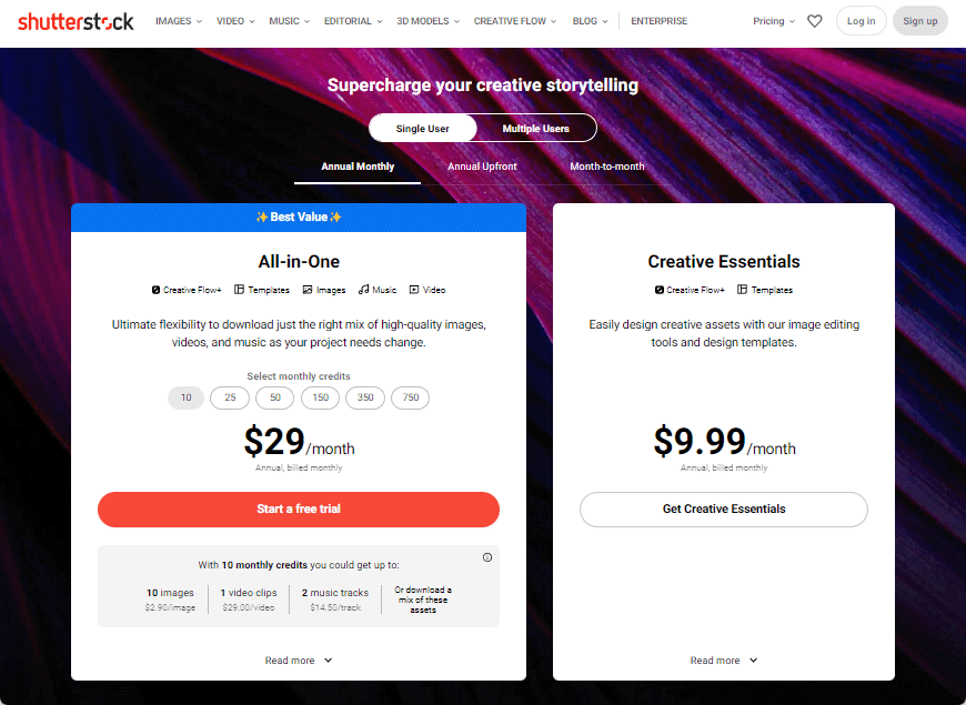 How to get Shutterstock free trial