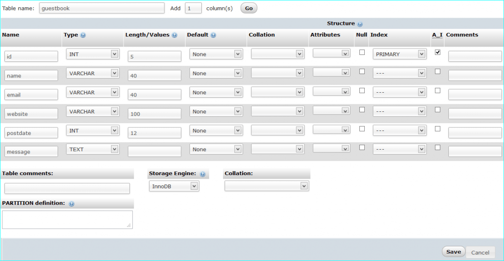 PHPMyAdmincreatetablecolumns PHP Basiscursus