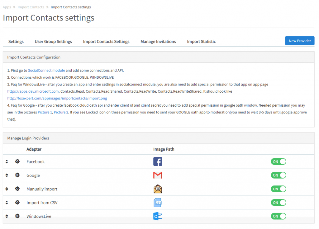 Import Contacts phpFox Store