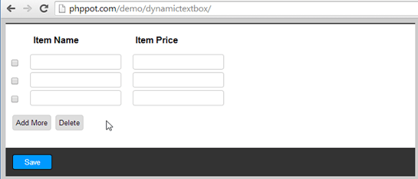 PHP jQuery Dynamic Textbox