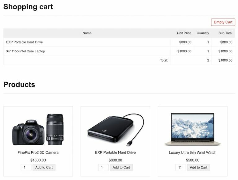Create JavaScript Shopping Cart with Add to Cart Code Phppot