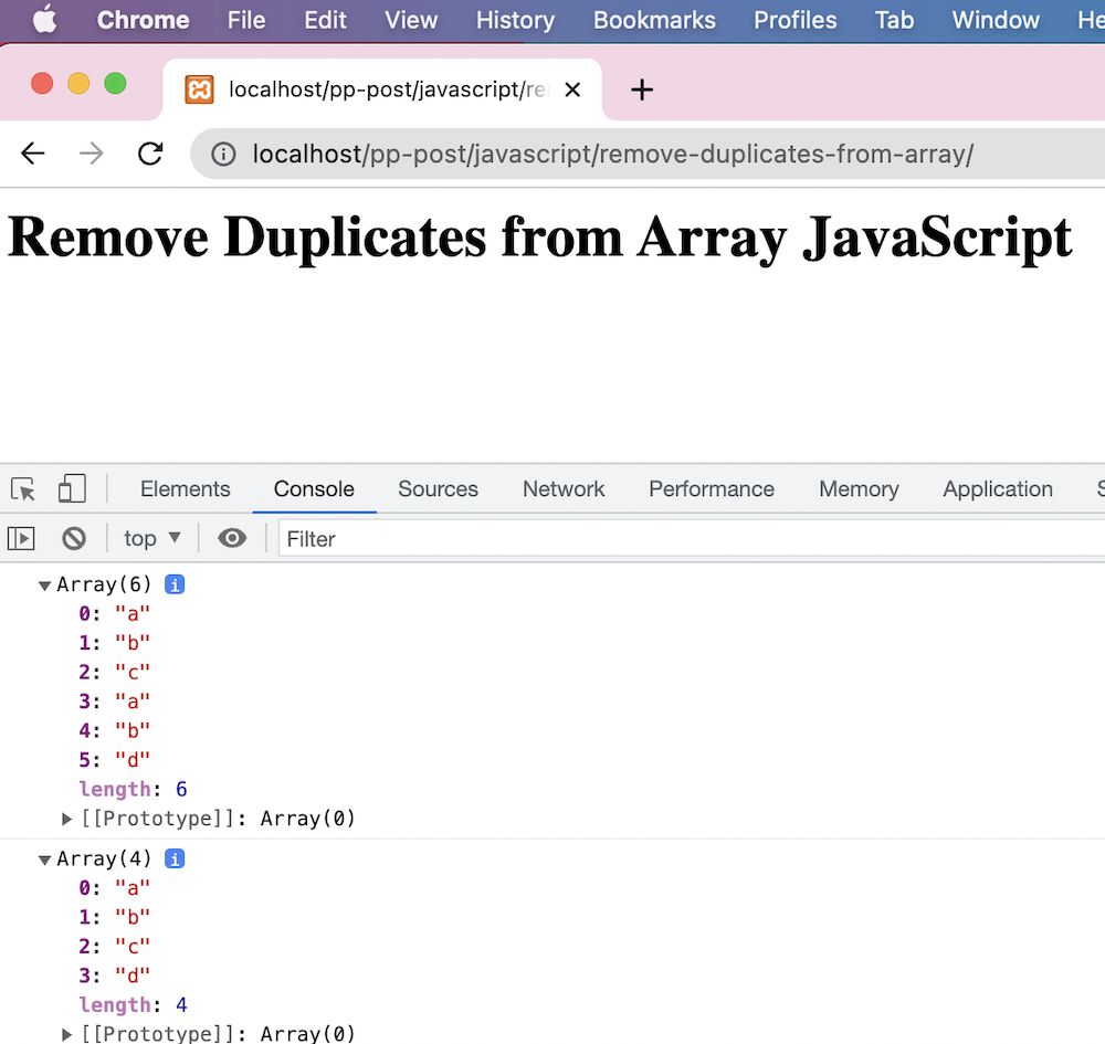 Remove Duplicates from Array JavaScript Phppot