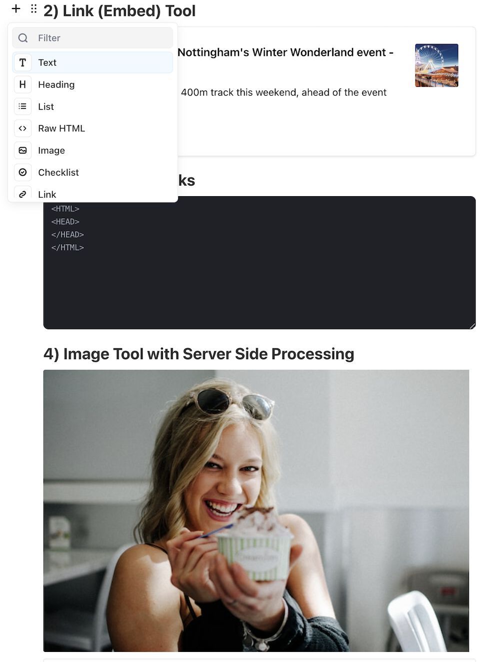 Create  Text Editor using JavaScript with Editor.js Phppot