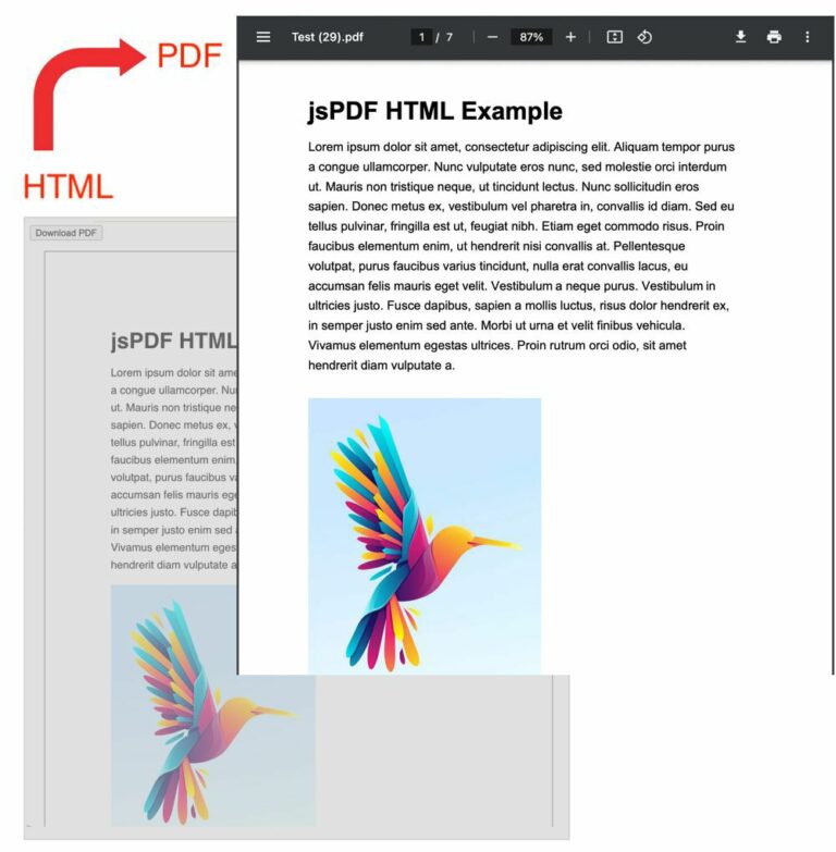 jsPDF HTML Example with html2canvas for Multiple Pages PDF Phppot
