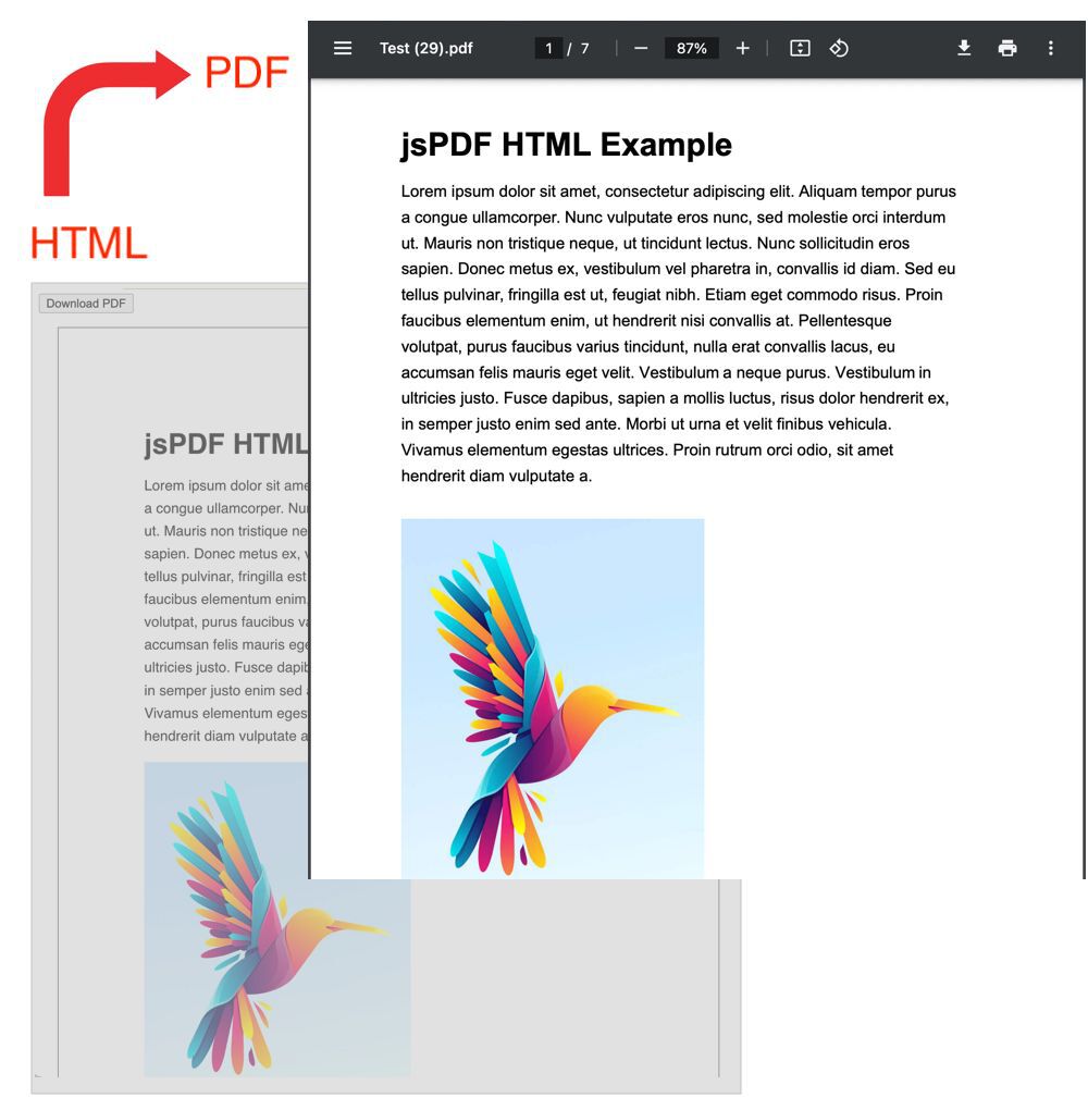 jsPDF HTML Example with html2canvas for Multiple Pages PDF Phppot