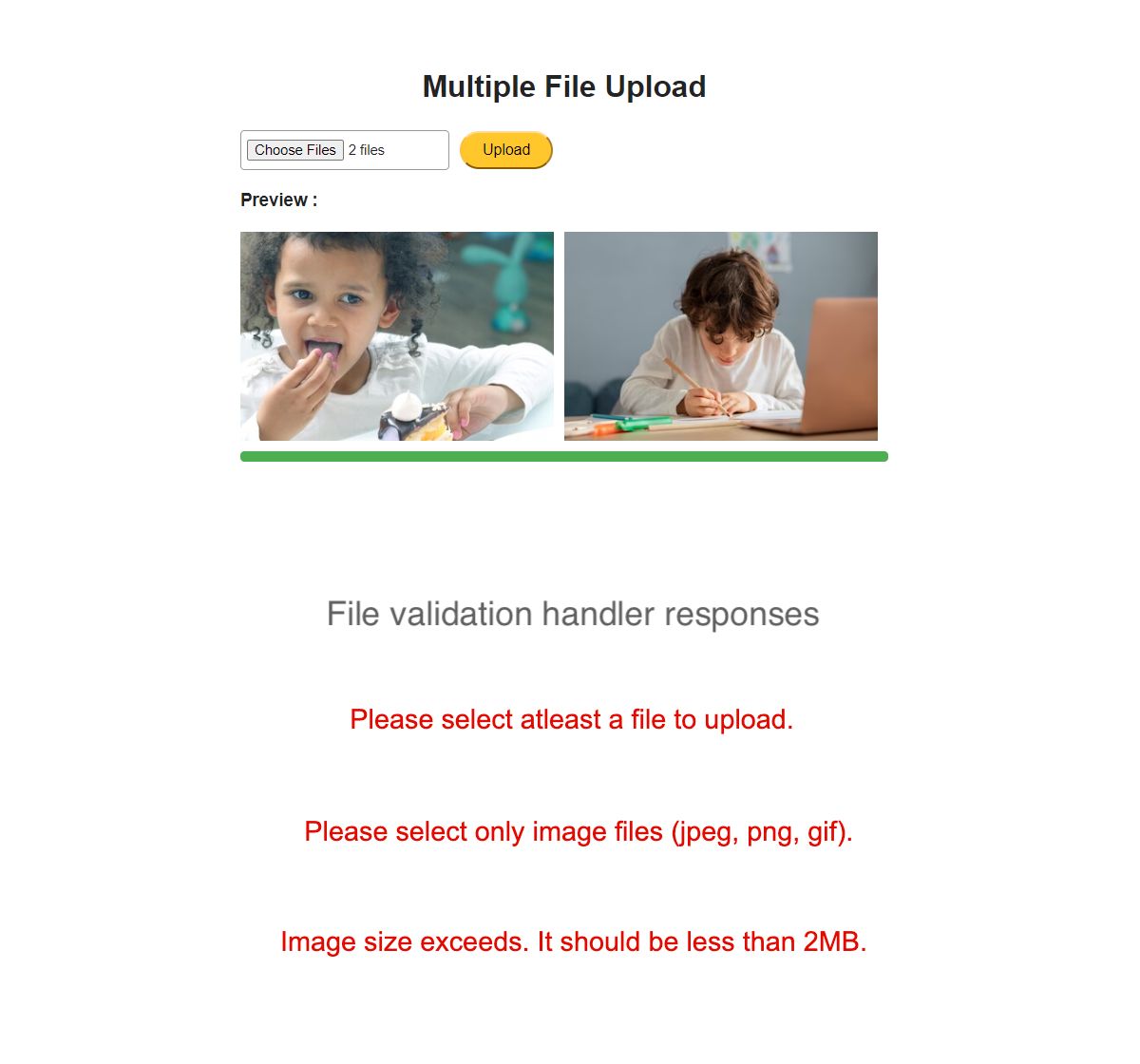 Multiple File Upload in React with Progress Bar Phppot
