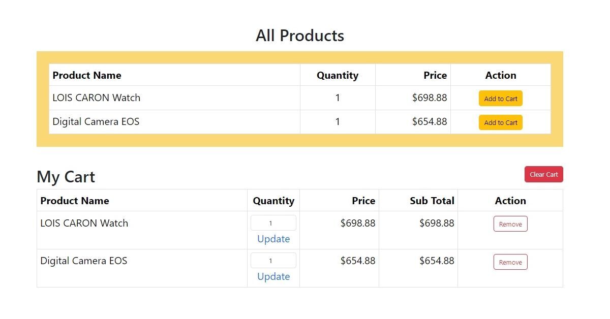 PHP Laravel Cart using Package Phppot