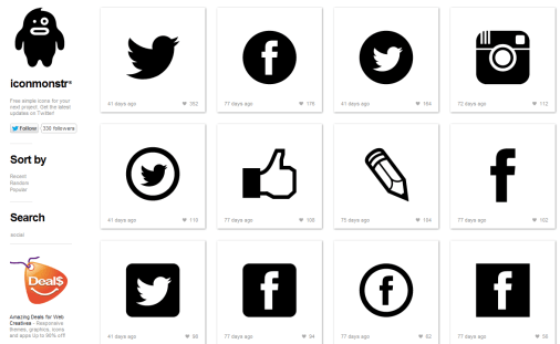 ソーシャルアイコン 素材 | フリー素材 ブログ ６００以上のシンプルなベクターアイコンが入手できる「Iconmonstr」:Phpspot開発日誌