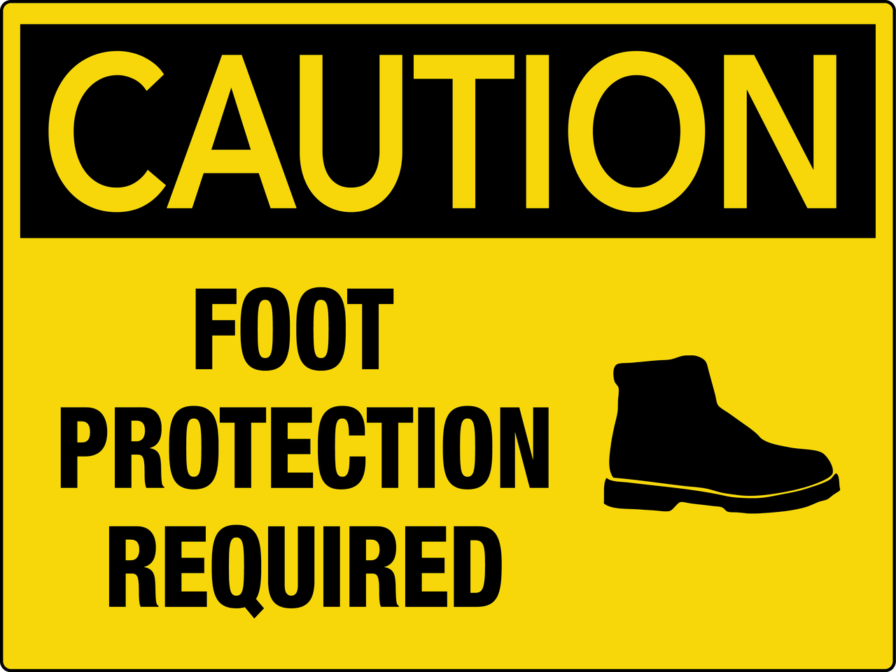 Caution Foot Protection Required Wall Sign PHS Safety