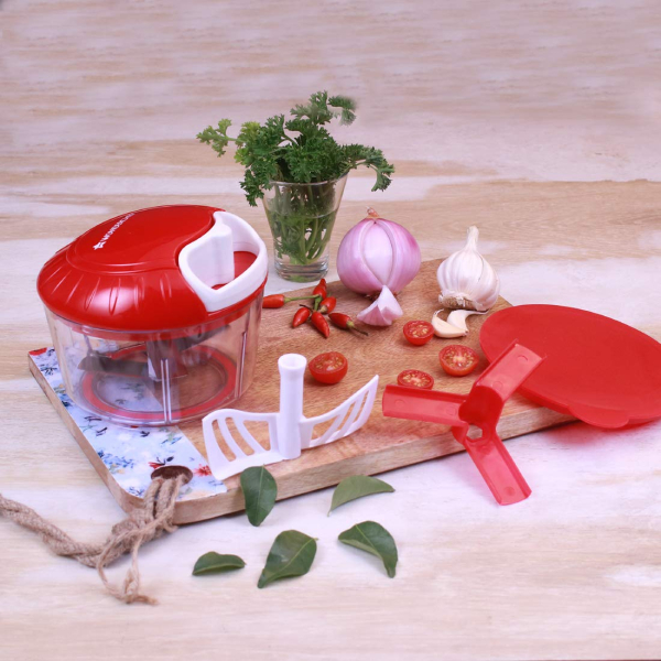 Wonderchef String Plastic Chopper, White/Red String Jumbo free wisker