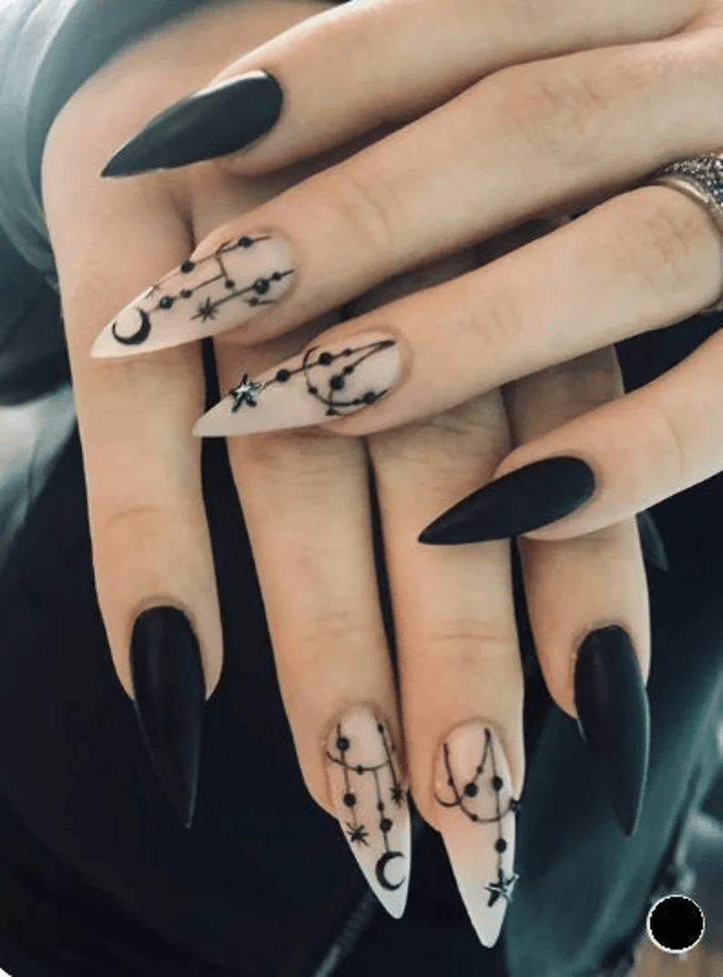 15 Gothic Black and Stiletto Nail Ideas and Inspirations