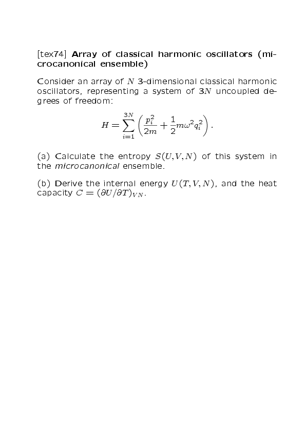 Array of classical harmonic oscillators (microcanonicalensemble) [tex74