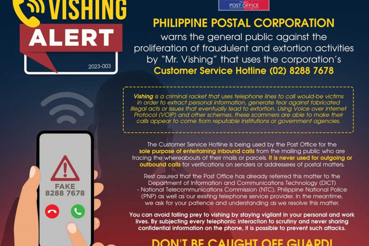 PIA PhilPost warns public against "Mr. Vishing"