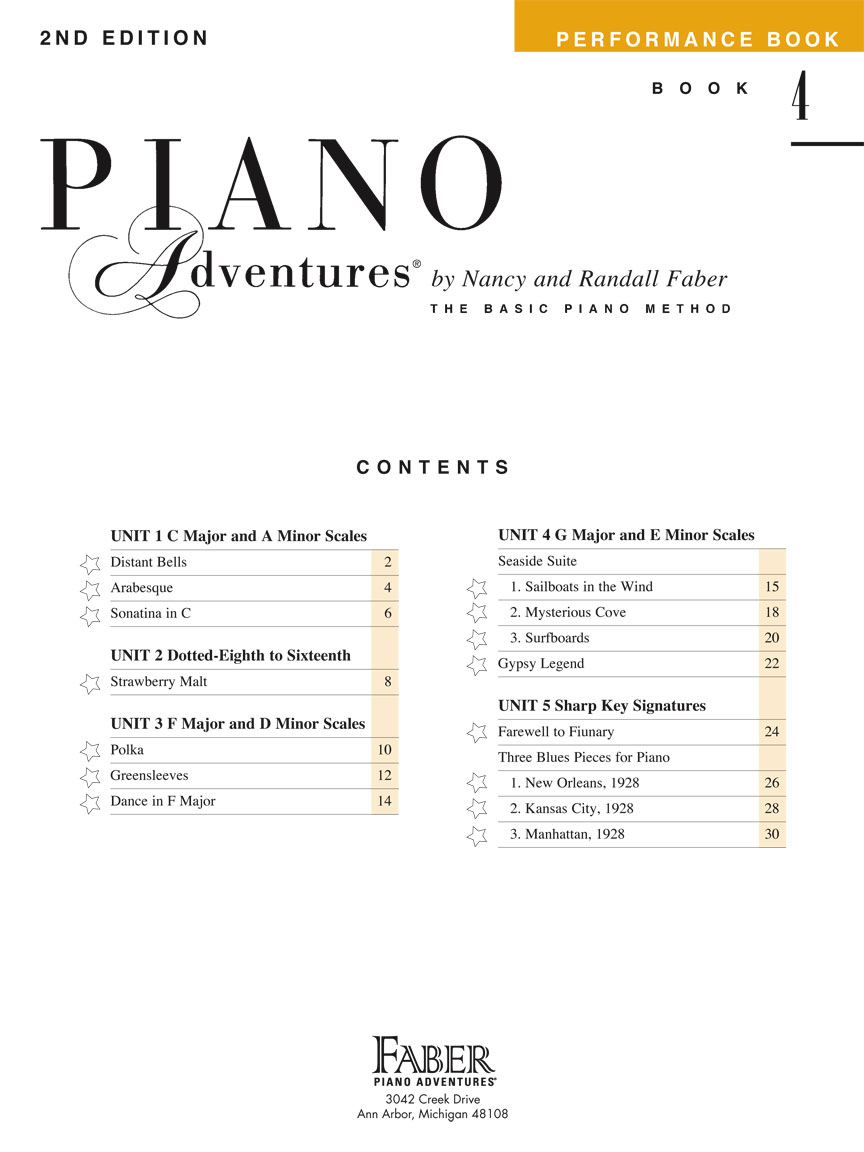 Piano Adventures® Level 4 Performance Book 2nd Edition Faber Piano Adventures