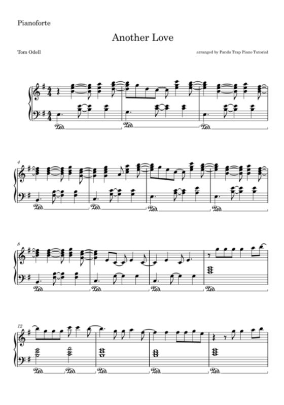 Partition Another Love de Tom Odell au format PDF