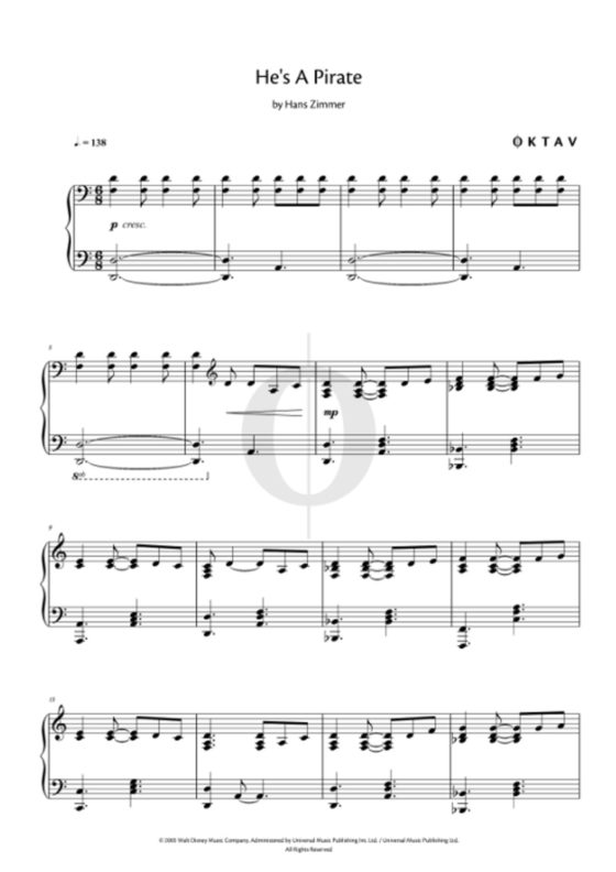 Partition « He’s a Pirate » de Pirates des Caraïbes au format PDF