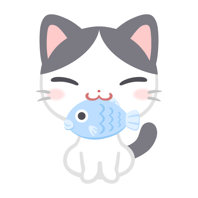 お魚くわえたぶち猫の無料ベクターイラスト素材 PICaboo! （ピカブー！） 無料ベクターイラスト素材