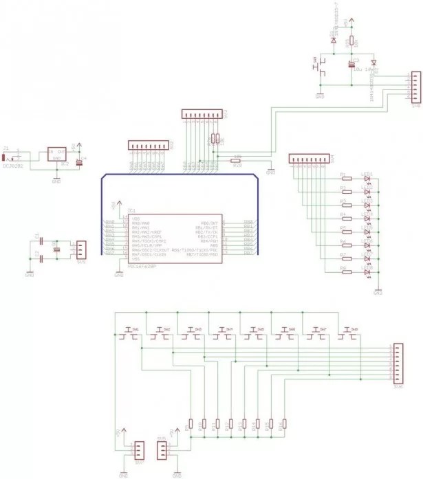 18 pin PIC Development Board using PIC16F62