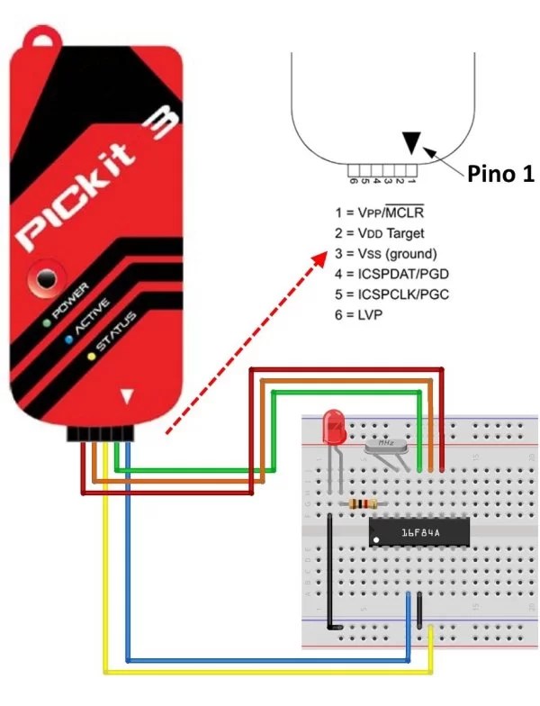 pickit 3 pinout connection diagram