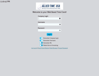 Access timeclock.alliedtime.com. Allied Time USA - Standard Login