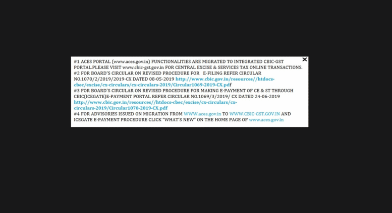 Access aces.gov.in. to ACES Homepage