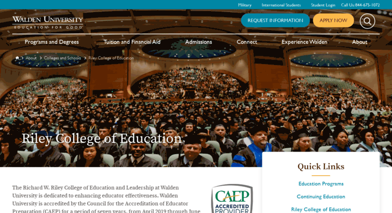 Access connected.waldenu.edu. Riley College of Education and Leadership