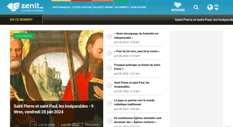 Access ZENIT Francais Le monde vu de Rome