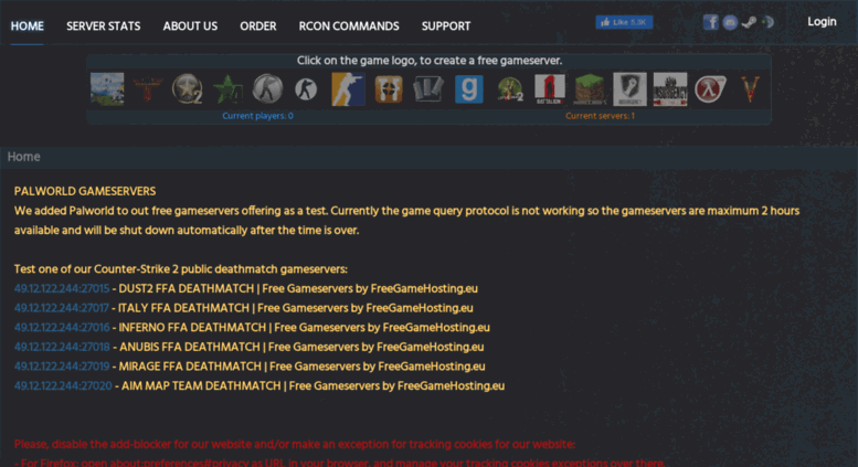 Home Free Game Hosting / Free Game Servers for CS CSS CSGO.