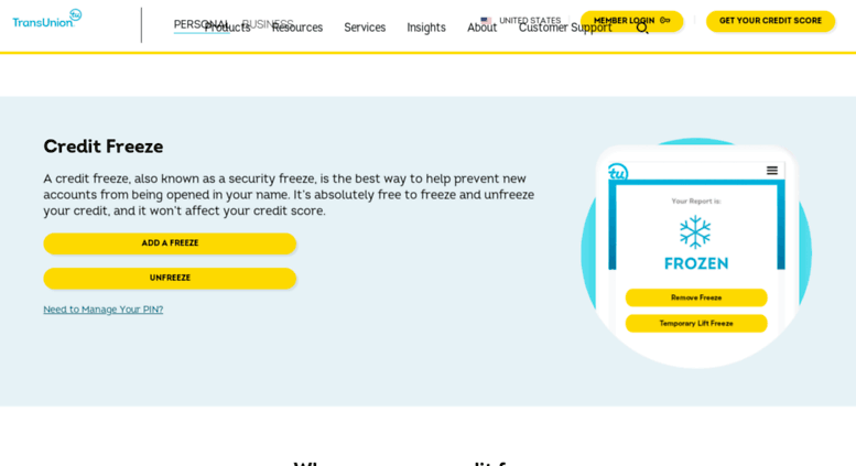 Access Credit Freeze Freeze My Credit TransUnion