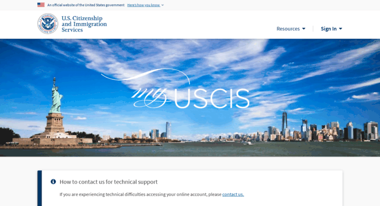 Access my.uscis.gov. USCIS myUSCIS Home Page