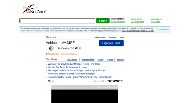 Access NetZero My NetZero Personalized Start Page