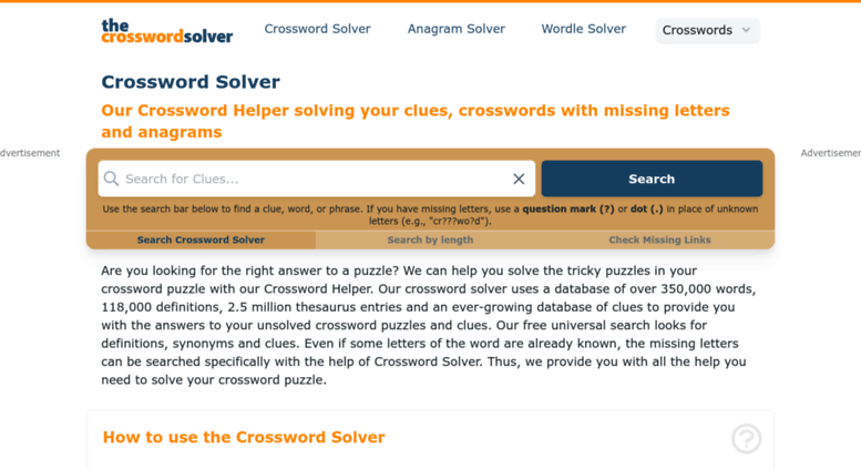 Access Crossword Solver missing letters