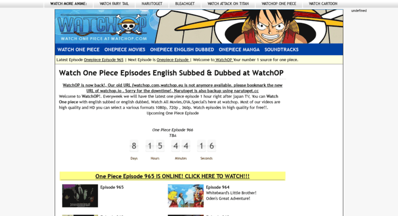 Access watchop.io. Watch Watch One Piece Online WatchOP