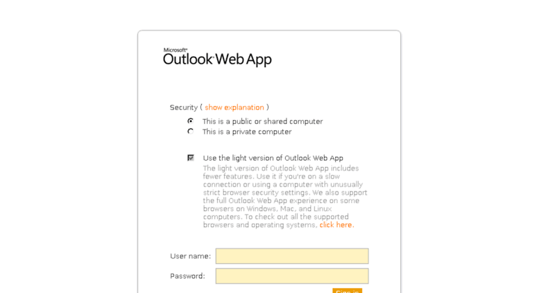 Access Outlook Web App