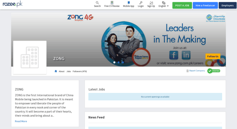 Access zong.rozee.pk. ZONG Jobs, Jobs in ZONG ROZEE.PK
