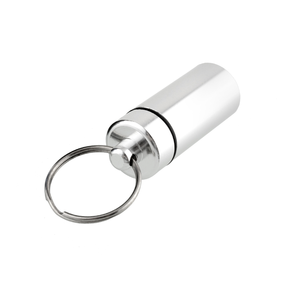 Portable Mini Aluminum Keychain Pill Tablet Storage Box Bottle Holder