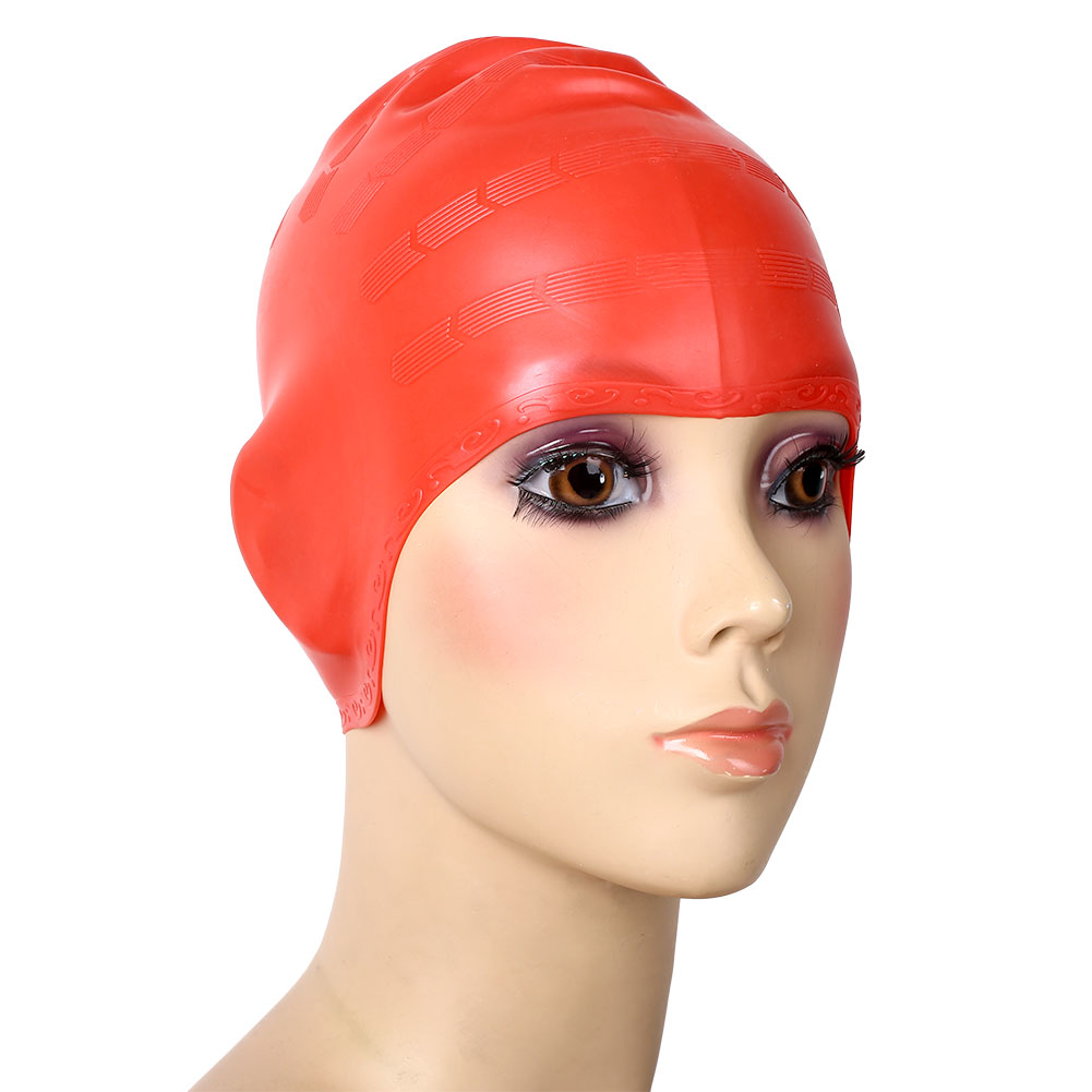 Ear Protection Silicone Swimming Cap Waterproof Long Hair Swim Hat