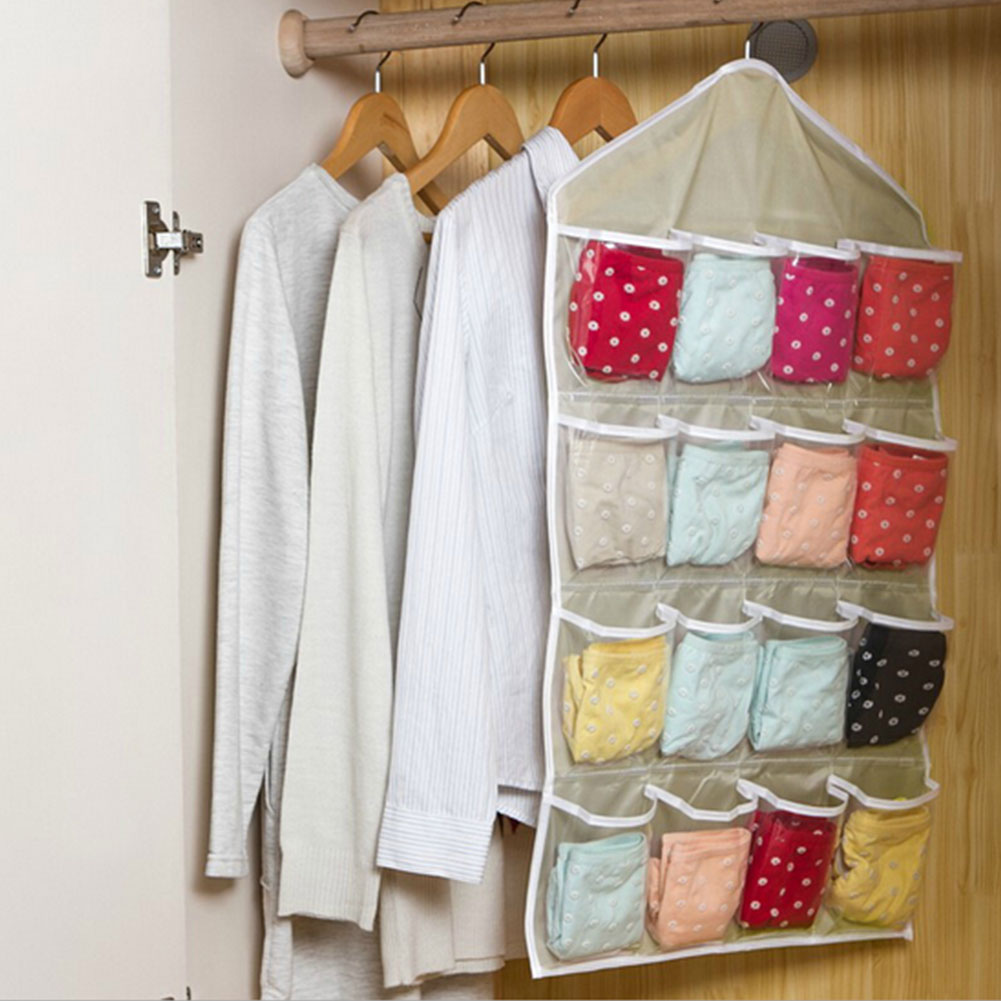 16 Pockets Hanging Door Wall Mounted Clothing Closet Storage Bags