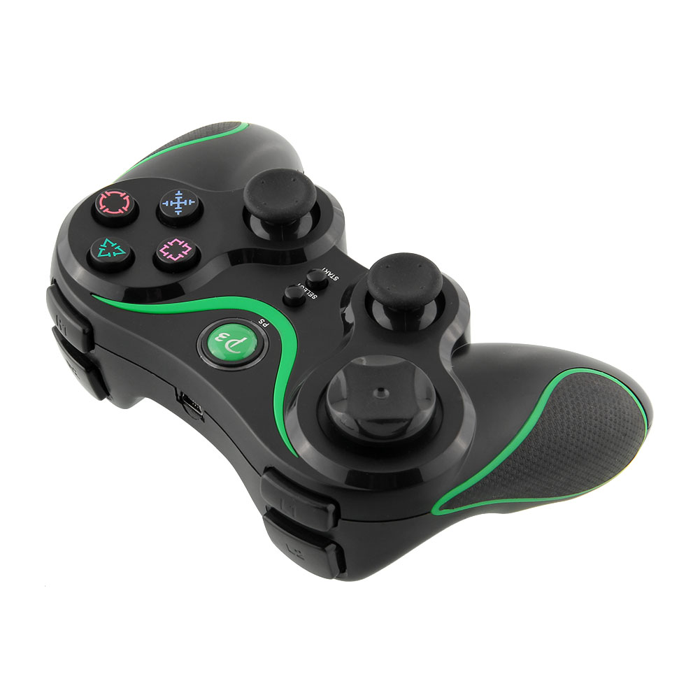 Bluetooth Remote Game LED Controller Black+Green For Sony PS3