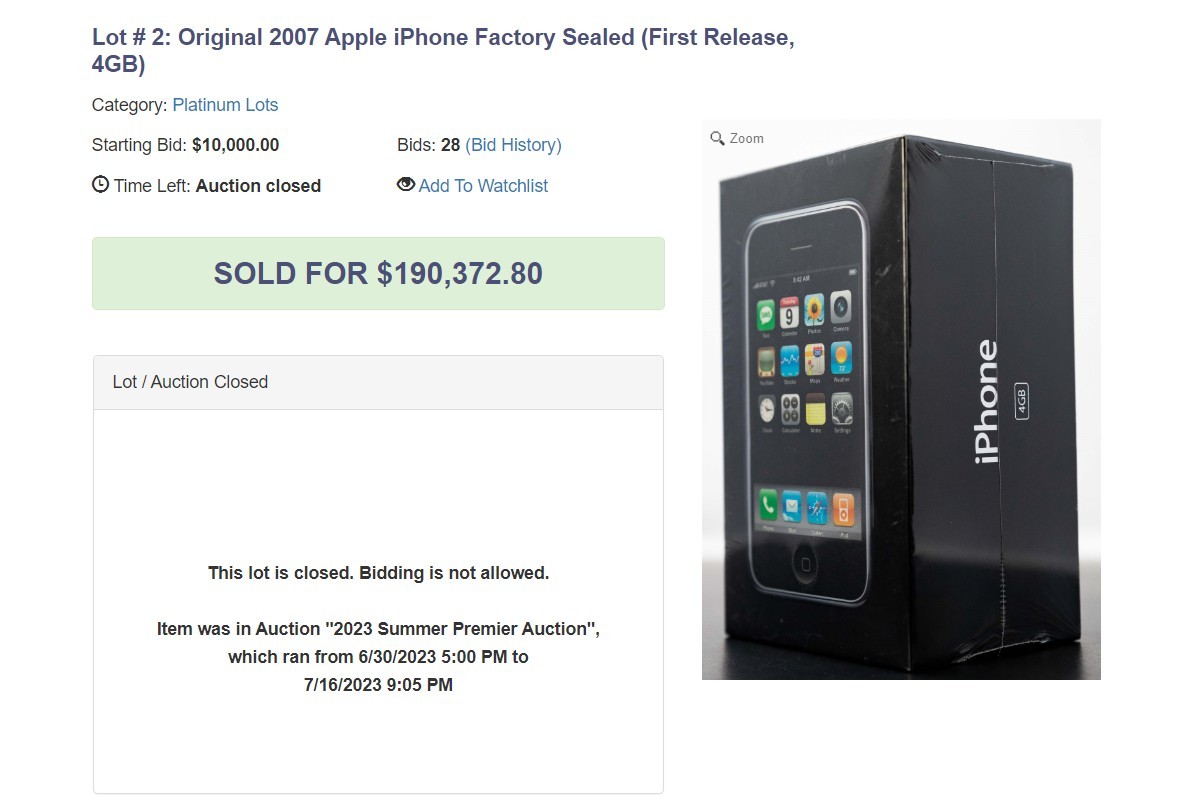 190 000 dollars pour un iPhone qui ne sert plus à rien ? Vendu