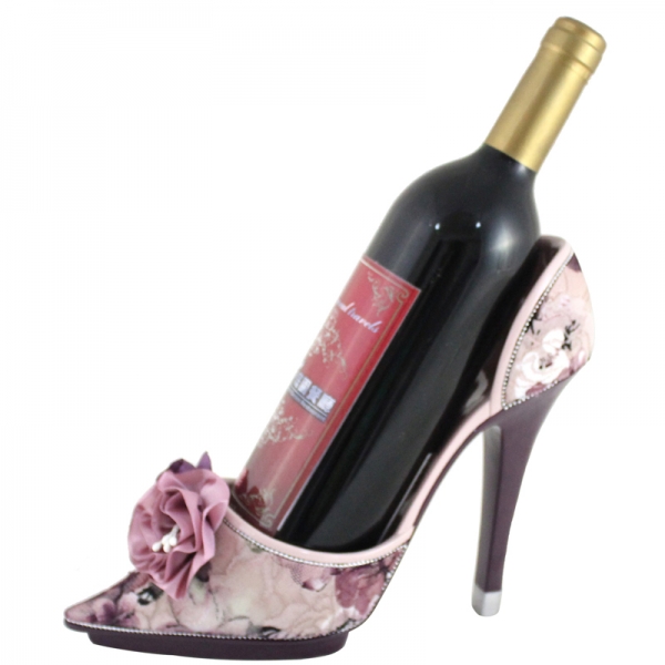Rose Shoe Wine Bottle Holder Purple Elegant NEW in box