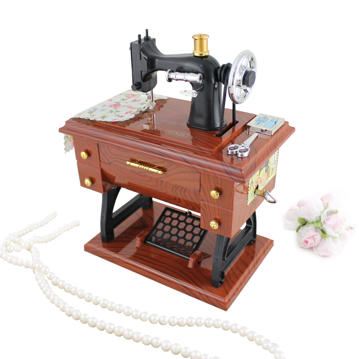 Music Box Gifts Sewing Machine Brown Musical Box Keepsake eBay