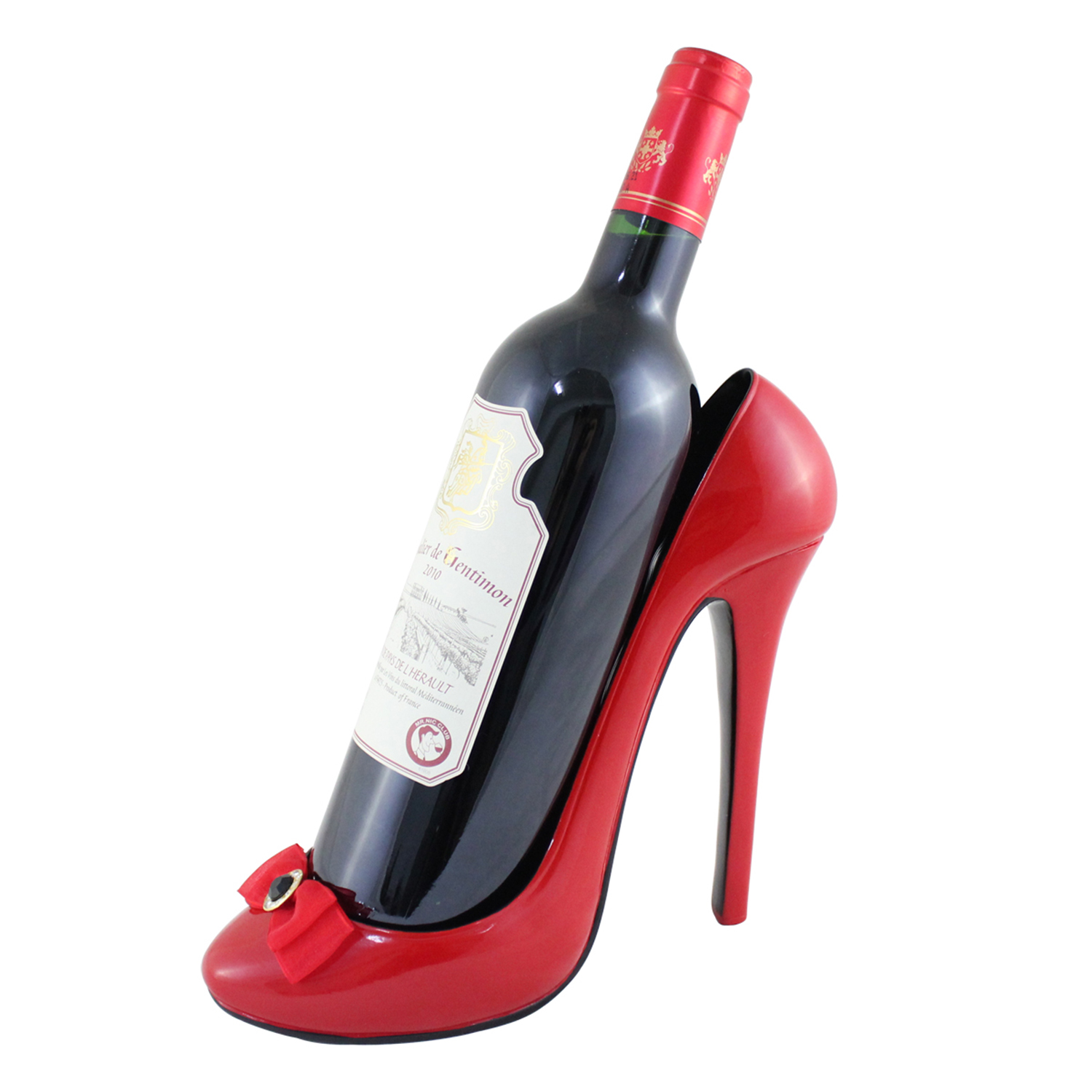 Bow Pump Wine Bottle Holder Red High Heel Shoe eBay