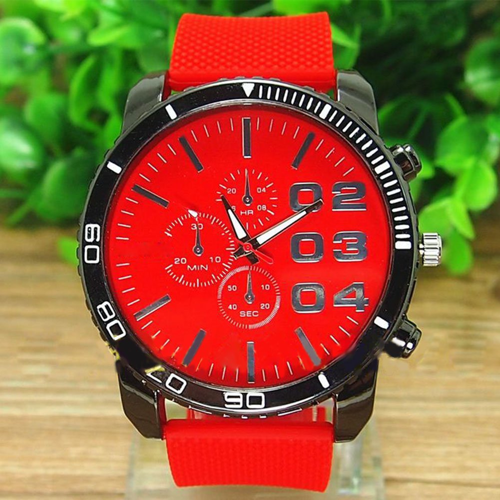 New Men Sport Watch Big Dial Analog Silicone Band Quartz Wristwatch Lot