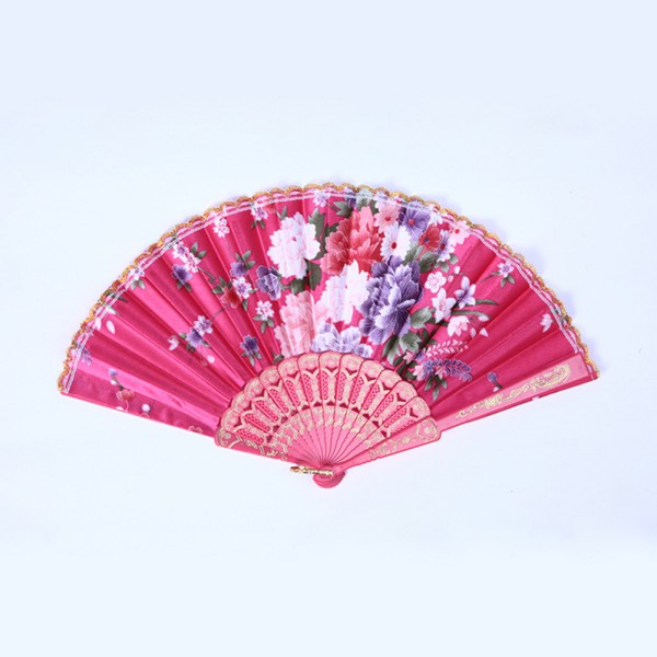 Colorful Flower Pattern Hanging Pocket Paper Fans Decor Folding Hand