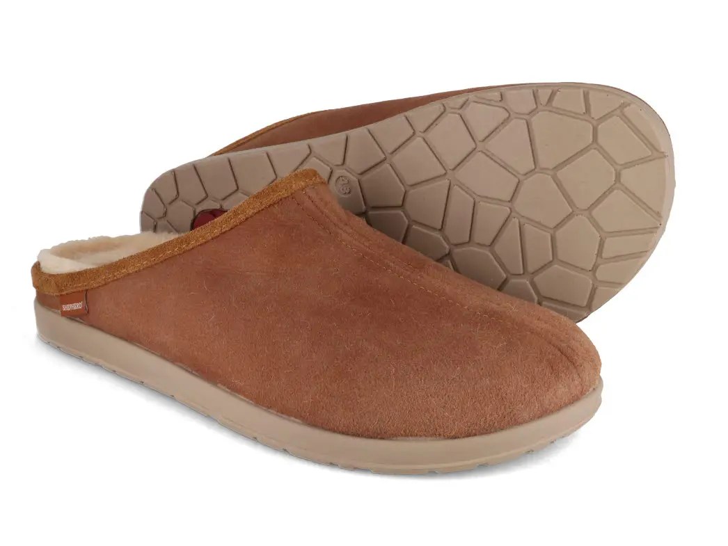 SHEPHERD Men Lambskin Slippers Ludvig, Antique Cognac