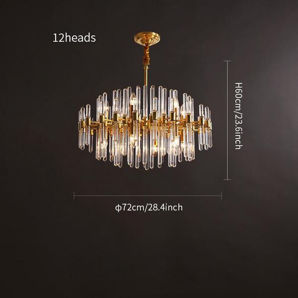 Brass Chandelier with Clear Glass Rods ShadeChandelierLighting Studio
